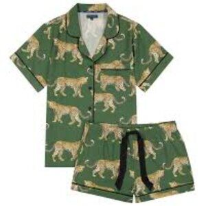 Katie Kime Cheetah Pajama Pants Set (Green)